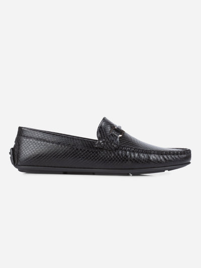 Men's Black Moc Toe Buckle Loafer (IX4114)-Loafers - iD Shoes