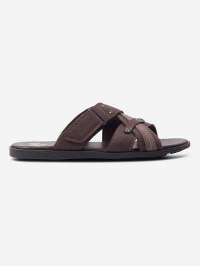 Men's Brown Cross Strap Slipon Casual Sandals (IX5016)-Sandals/Slippers - iD Shoes