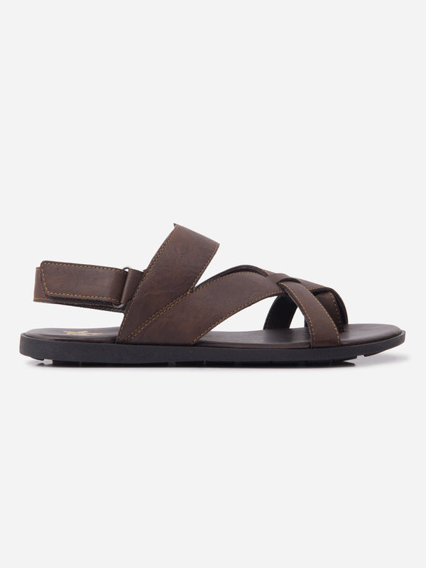 Men's Brown Cross Strap Casual Sandals (IX5017)