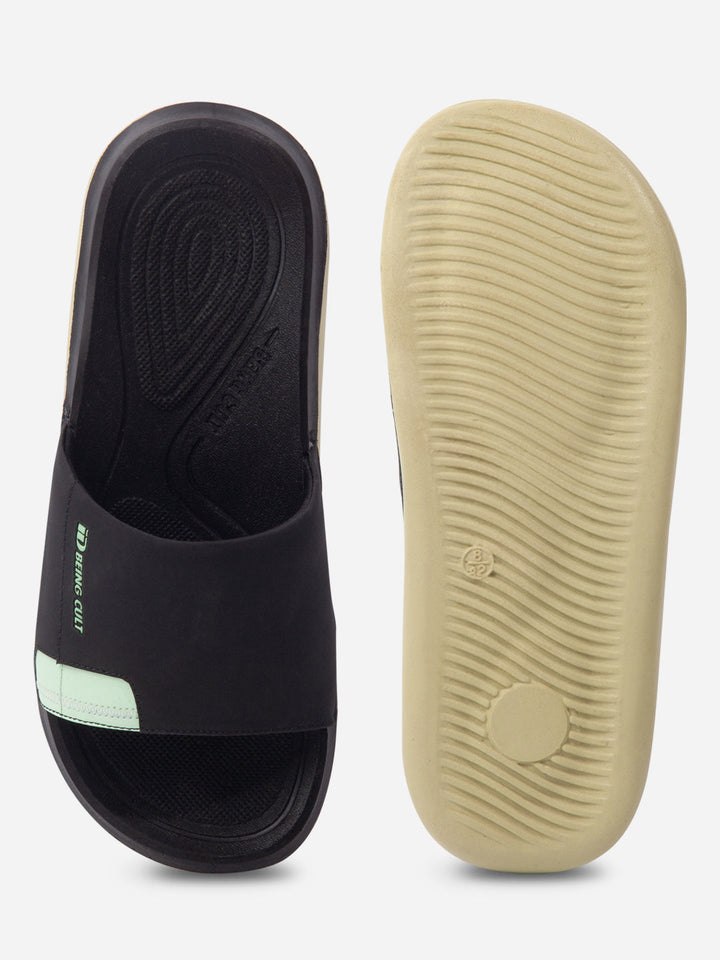 Buy Men's Black/Green Active Graphic Printed Slider (IX5019)