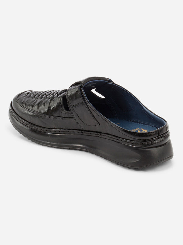 Men's Comfort Black Woven Slip‑On Sandal (ID4324)