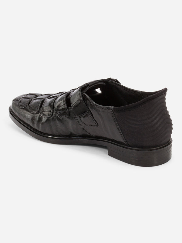Men's Black Slide-n-Go Huarache Slip On Sandal (ID4323)