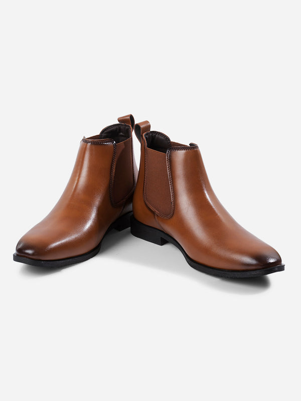 Men's Tan Chelsea Formal Slip On Boots (IX3039)