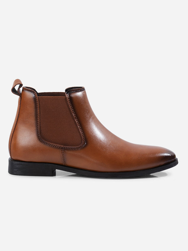 Men's Tan Chelsea Formal Slip On Boots (IX3039)