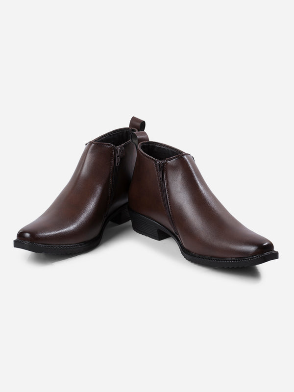 Men's Brown Formal Ankle Slip On Boots (IX3040)