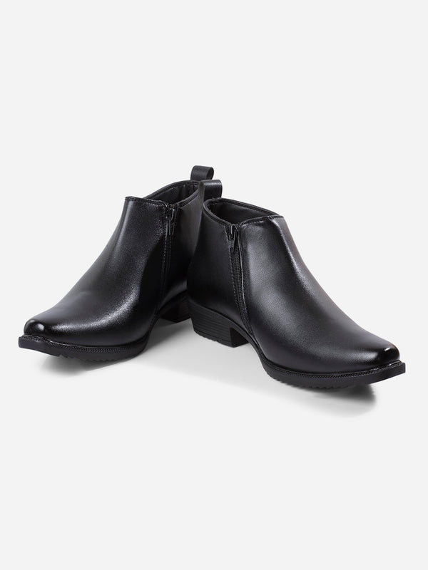 Men's Black Formal Ankle Slip On Boots (IX3040)