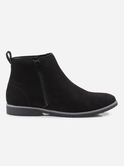 Men's Black Suede Smart Casual Zipper Boot (IX3036)-Boots - iD Shoes