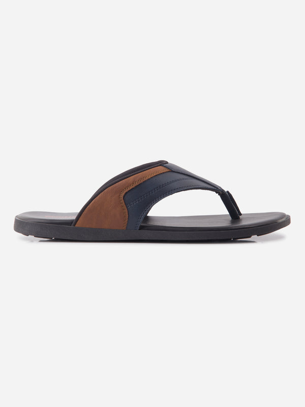 Men's Navy and Tan Thong Slippers (IX5024)