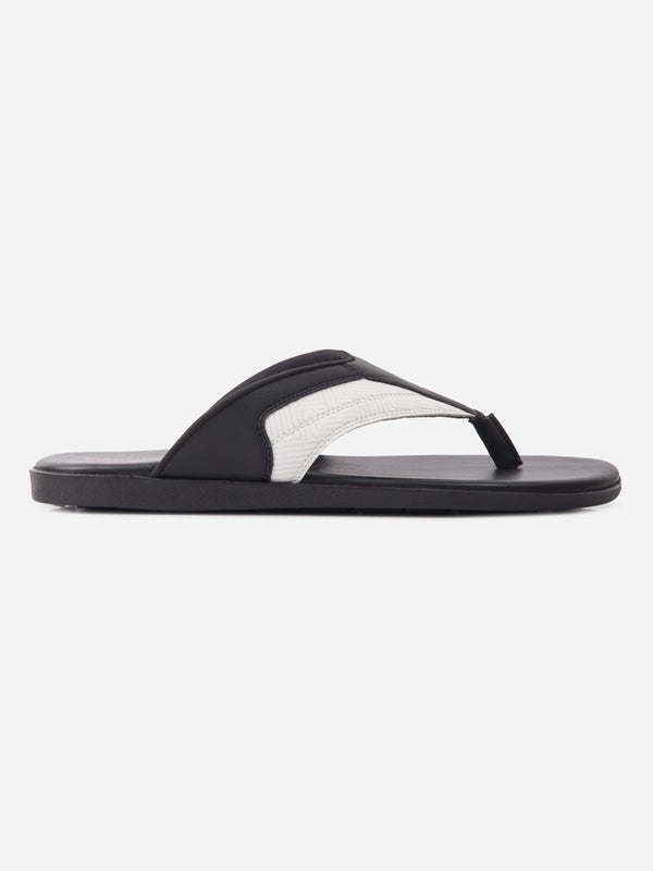 Men's Black and White Thong Slippers  (IX5024)