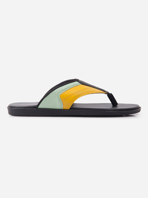 Men's Yellow and Mint Green Thong Slippers  (IX5024)