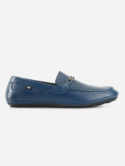 Men's Blue Classic Metal Trim Saddle Loafer (ID1121)-Loafers - iD Shoes