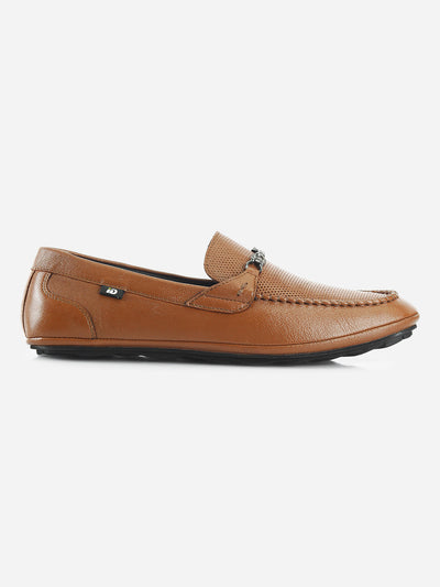 Men's Tan Classic Metal Trim Saddle Loafer (ID1121)-Loafers - iD Shoes