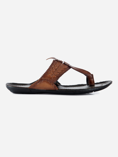 Men's Tan Kolapuri Style Ethnic Slipper (ID4068)-Sandals/Slippers - iD Shoes