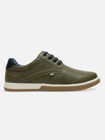 Men's Olive Round Toe Lace Up Casual (IX1017)-Casuals - iD Shoes