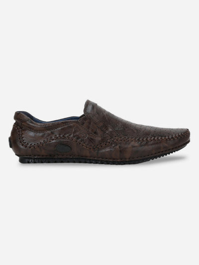 Men's Brown Crumble Leather Driving Slip On (ID1050)-Casuals - iD Shoes