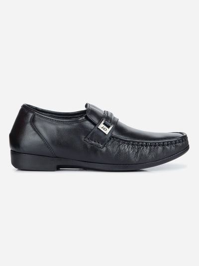 Men's Black Moc Formal Slip On (ID1106)-Formals - iD Shoes