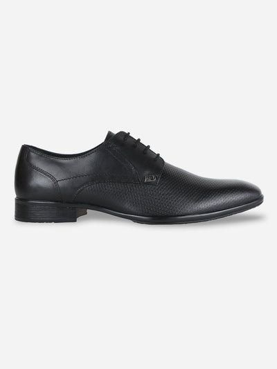 Men's Black Embossed Pattern Regular Toe Lace Up Formal (ID2100)-Formals - iD Shoes