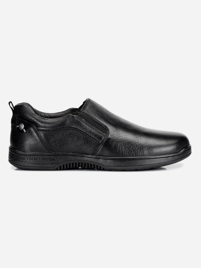 Men's Black Round Toe Slip On Semi Formal (ID2166)-Formals - iD Shoes