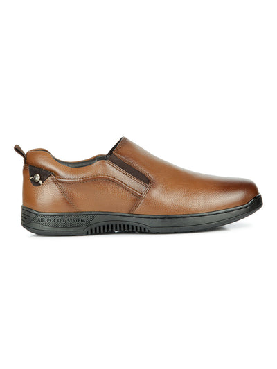 Men's Tan Round Toe Slip On Semi Formal (ID2166)-Formals - iD Shoes