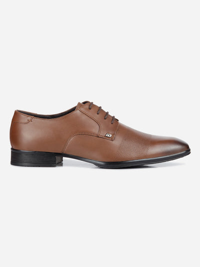 Men's Tan Regular Toe Textured Finish Lace Up Formal (ID2171)-Formals - iD Shoes