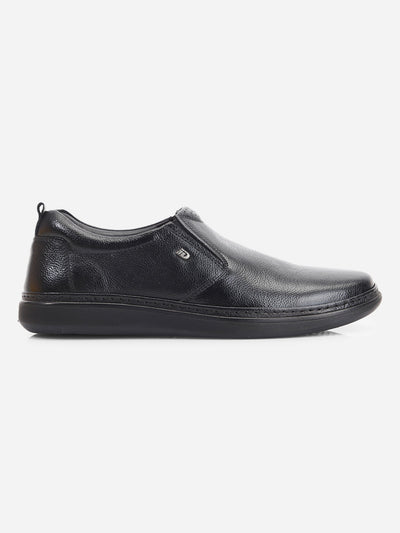 Men's Black Round Toe Slip On Semi Formal (ID2225)-Formals - iD Shoes