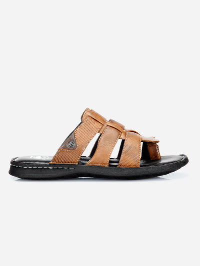 Men's Tan Slip On Comfort Sandal (ID4129)-Sandals/Slippers - iD Shoes