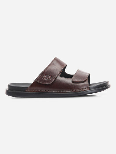 Men's Brown Leather Casual Slip On Sandal (ID4211)-Sandals/Slippers - iD Shoes