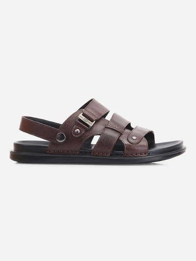 Men's Brown Leather Comfort-fit Smart Casual Sandal (ID4213)-Sandals/Slippers - iD Shoes