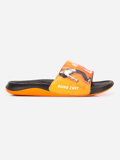 Men's Active Graphic Orange Slider (ID5204)-Sandals/Slippers - iD Shoes