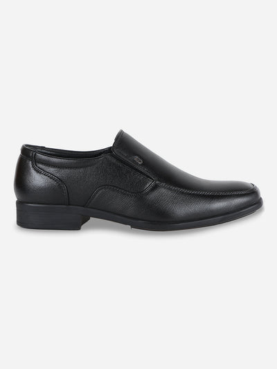 Men's Black Semi Square Toe Slip On Formal (ID6016)-Formals - iD Shoes