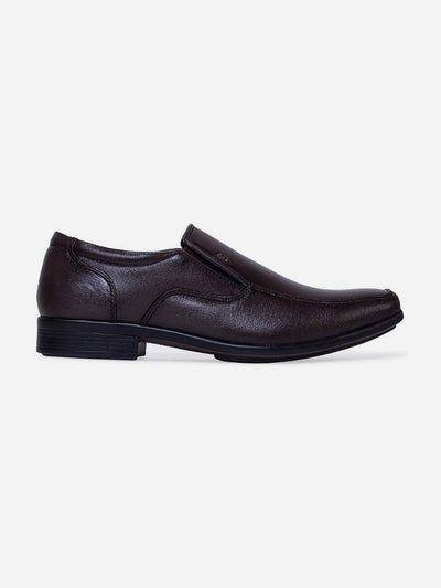 Men's Brown Semi Square Toe Slip On Formal (ID6016)-Formals - iD Shoes