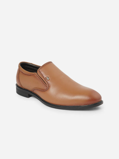 Men's Tan Round Toe Slip On Formal (ID6022)-Formals - iD Shoes