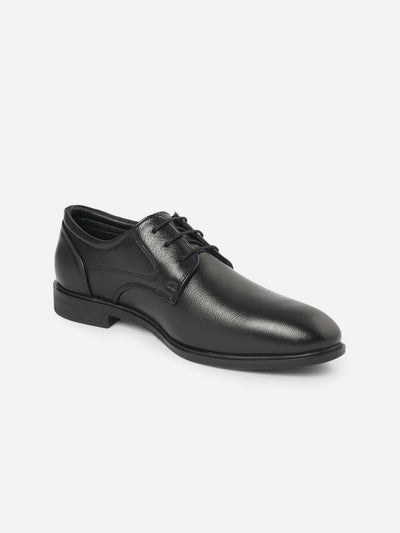 Men's Black Round Toe Lace Up Formal (ID6023)-Formals - iD Shoes