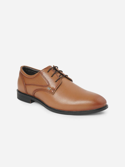 Men's Tan Round Toe Lace Up Formal (ID6023)-Formals - iD Shoes