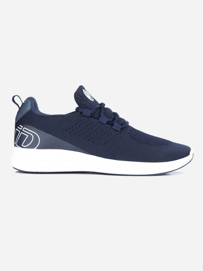 Men's Navy Knitted Lace Up Sneaker (ID7512)-Sneakers - iD Shoes