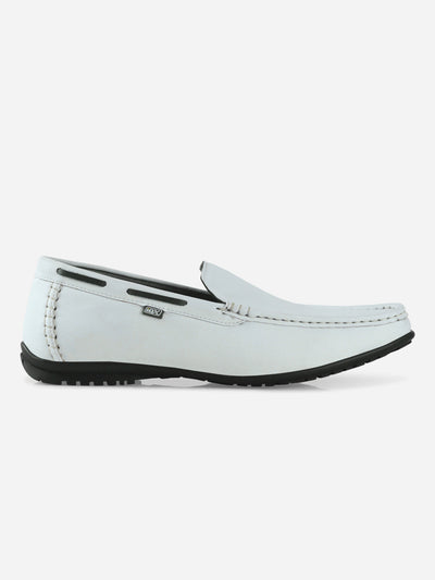 Men's White Moc Toe Casual Loafer (IX1014)-Loafers - iD Shoes