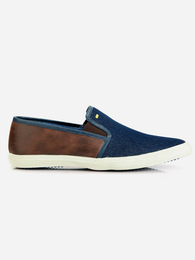 Men's Blue Brown Denim Smart Casual Slip On (IX1032)-Casuals - iD Shoes