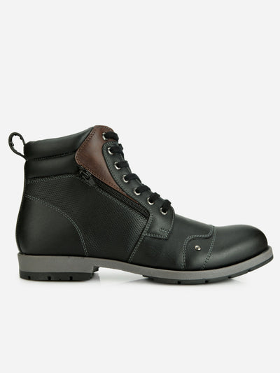 Men's Black Round Toe High Top Boot (IX1036)-Boots - iD Shoes