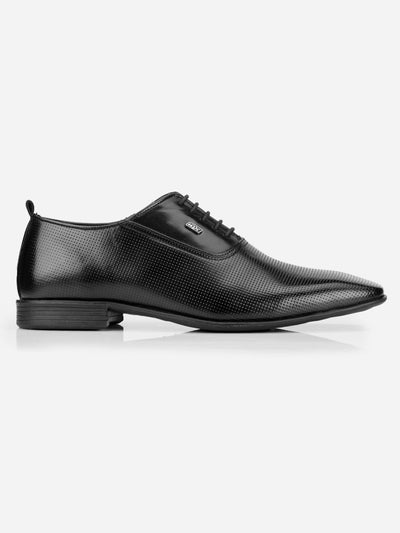 Men's Black Texture Finish Lace Up Formal (IX2031)-Formals - iD Shoes