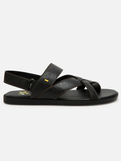 Men's Black Cross Strap Casual Sandals (IX5002)-Sandals/Slippers - iD Shoes