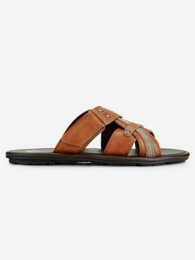 Men's Tan Slip On Sandal (IX5008)-Sandals/Slippers - iD Shoes